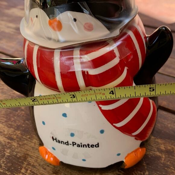 Hand Painted Penguin Christmas Candy Jar - Picture 3 of 5